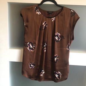 RW&Co Mixed media cap-sleeve blouse